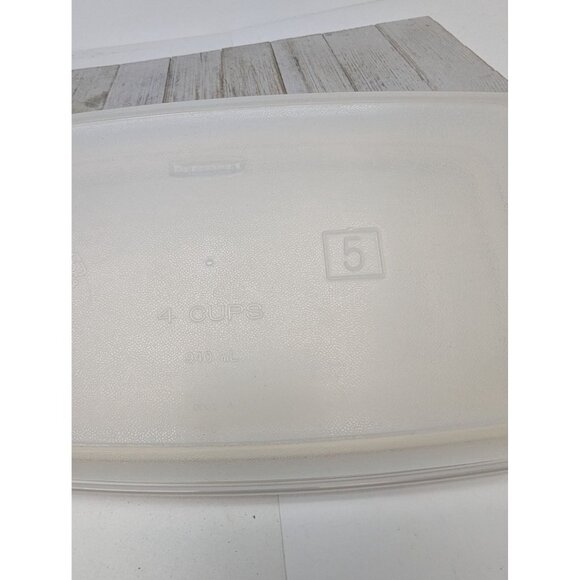 Vtg. Rubbermaid Servin' Saver Rectangle 4 cups #5 Almond Lid B - Picture 3 of 9